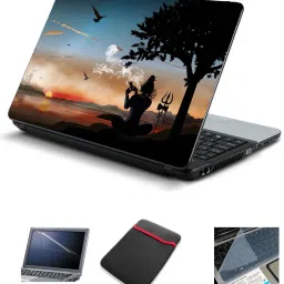 Advik Arts 4in1 Shiva HQ1 Laptop Skin Sticker, Reversible Sleeve, Screen & Key Guard for All Laptop & Notebook upto 15.6” inches Combo Set-image-3