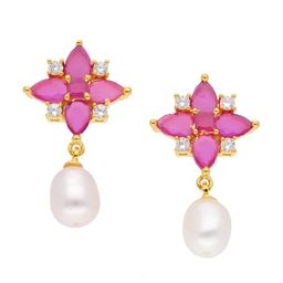 Sri Jagdamba Pearls Dealer Gold-Plated Contemporary Drop Earrings-9