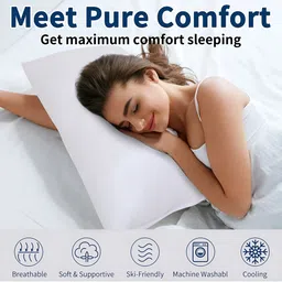 JDX White 2 Pieces Fibre Filled Lightweight Sleeping Pillows-image-36