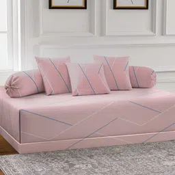 Arrabi 6-Pcs Pink & White Printed Diwan Set image 1