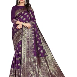KALINI Woven Design Zari Silk Blend Kanjeevaram Saree-image-63