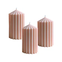 atorakushon Peach-Coloured 3 pieces Pillar Candle-image-92