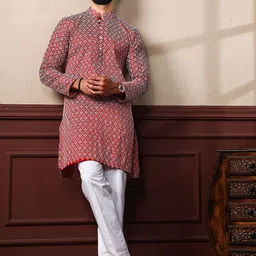 Koshin Men Printed Flared Sleeves Sequinned Jacquard Kurta-image-8
