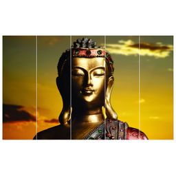 Inephos Brown 5 Piece Religious Buddha Vinyl Wall Art-50