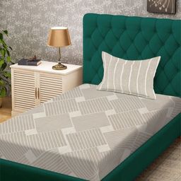 Aura Beige & White Geometric 300 TC Single Bedsheet Set 2.25 m x 1.50 m-picture-41