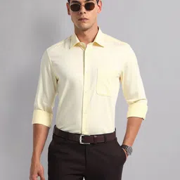 AD By Arvind Men Spread Collar Solid Cotton Casual Shirt-image-53