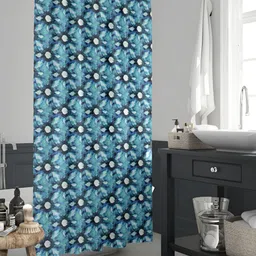 ArtzFolio Blue & White Geometric Printed Waterproof Shower Curtain-picture-8