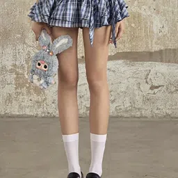 LULU & SKY Checked A-Line Bow Detail Mini Skater Skirt-picture-9