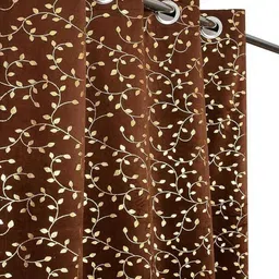 Aura Set of 2 Booty Design Foil Printed Room Darkening Long Door Curtains-picture-31