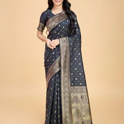 RICH & ROMAN Woven Design Zari Pure Silk Banarasi Saree-picture-12