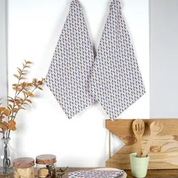 Ratan Cart 3-Pcs Blue Cotton Printed Kitchen Towel-78