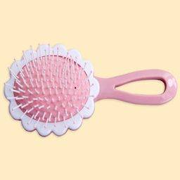 Beutifly Paddle Floral Printed Oval Glossy Hair Brush- Pink-39