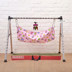 Baby Cradle/ghodiyu/swing/jhula With hanging toy/rattle and cotton hammock cloth-27