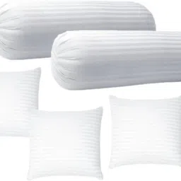 Combo Set Of 3 Premium Cushions & 2 Microfibre Stripes Bolster Pack of 5-2