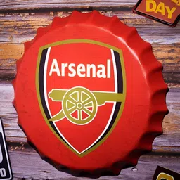 eazy wagon Red & White Arsenal Printed Metal Bottle Caps Wall Hangings-image-48