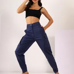 MABISH by Sonal Jain Women Peg Leg Tapered Fit High-Rise Cargos Trousers-image-96