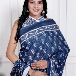 Lovwear Blue Pure Cotton Sarees-picture-2