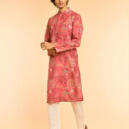Diwas by Manyavar Men Cotton Mandarin Collar Ethnic Motifs Printed Kurta-picture-20
