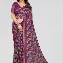 Moda Rapido Magenta Poly Georgette Embellished Sarees-picture-38