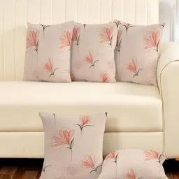 IVAZA Pink & Black Set of 5 Floral Square Cushion Covers-58