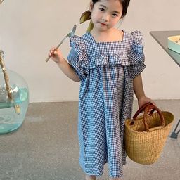 LULU & SKY Checked Puff Sleeve A-Line Dress-image-61