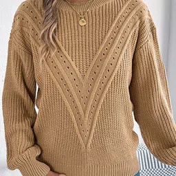 StyleCast x Revolte Women Round Neck Cable Knit Pullover-image-94