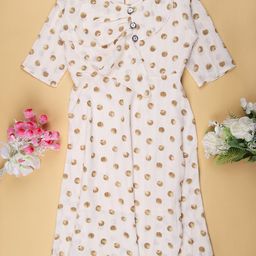 V-Mart Girls Round Neck Print Polka Dot Print Fit & Flare Midi Dress-image-40