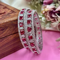 Wedding Chuda by Hitesh Bangles Set Of 2 AD-Studded Kada Bangles-43