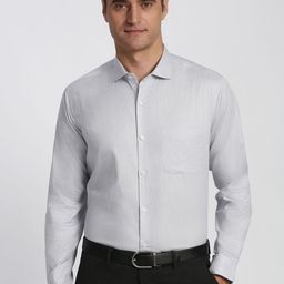 Peter England Elite Geometric Textured Spread Collar Pure Cotton Regular Fit Formal Shirt-picture-6