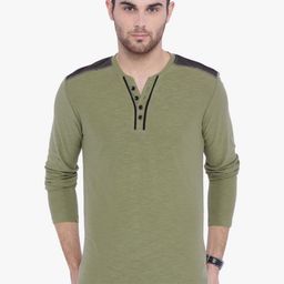 ARISE Men Solid Henley Neck Cotton T-shirt-image-14