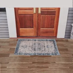 BELLA Grey & Beige Printed Rectangular Anti-Skid Doormats-1