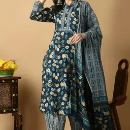 Stitch up thread Women Printed Regular Pure Cotton Kurta with Salwar & With Dupatta-picture-26