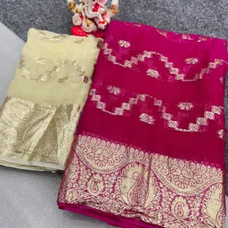 PAYAL CREATION Ethnic Motifs Zari Pure Georgette Saree-image-98