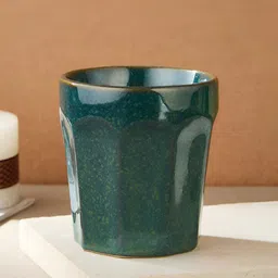 Fabindia Teal Printed Ceramic Glossy Finish Cups 290 ml-2