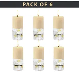 PEEPALCOMM Beige & White 6 pieces Pillar Candle-image-9