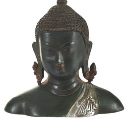 Exotic India Antique Brown & Silver Toned Buddha Brass Idol Showpiece-image-81