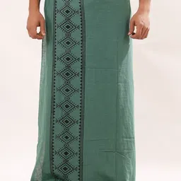 CRYSTAL HEAL Men Printed Border Cotton Dhoti-image-96