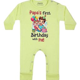 Arvesa Papa First Birthday With Me Printed Bodysuit-image-99