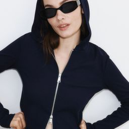 H&M Ribbed Zip-Through Hoodie-29