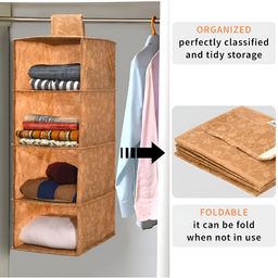 Aura Brown 2 Pieces Foldable 4 Shelf Hanging Closet Multi-Utility Organizers image 4