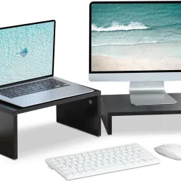 UniAart Wood 2 Tier Adjustable Monitor Stand Laptop Stand-1