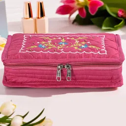 Kuber Industries Pink & White Self Design Wardrobe Jewellery Organisers-picture-13