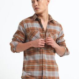 SILISOUL Classic Tartan Checked Pure Cotton Casual Shirt-image-82