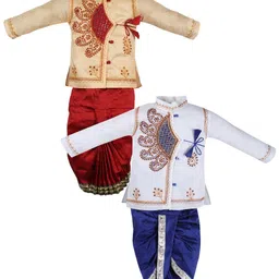 Amacart Unisex Kids Pack of 2 Floral Embroidered Kurta with Dhoti Pants-50