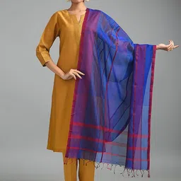 JAYPORE Striped Cotton Silk Dupatta-picture-44