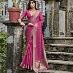 AWRIYA Ethnic Motifs Printed Silk Cotton Saree-image-14
