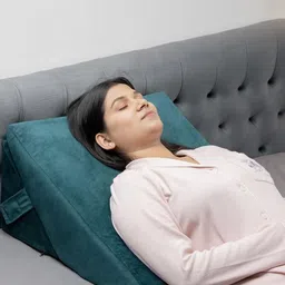 wakefit Green Memory Foam Filled Faux Velvet Sleep Pillow-58