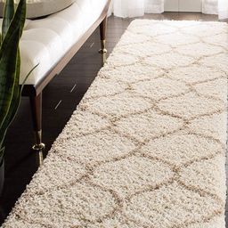 CARPETIFY Cream & Beige Geometric Anti-Skid Shaggy Carpet image 2