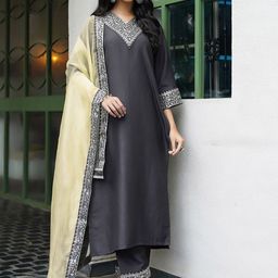 SANISA Women Ethnic Motifs Yoke Design Kurta with Trousers & Dupatta-55