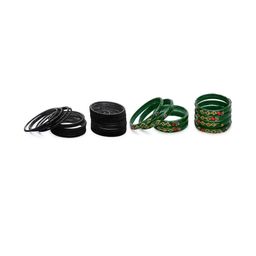 Somil Classic Combo Glass Bangles | Simple Chudi Set For Women & Girls | Daily Use & Special Occasions, Combo Of 2 Set, Black, Green-image-91